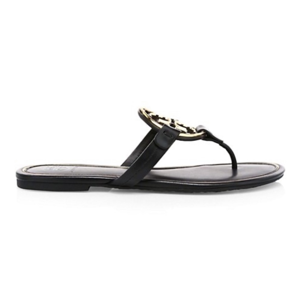 Tory Burch Miller Metal Logo Leather Sandal